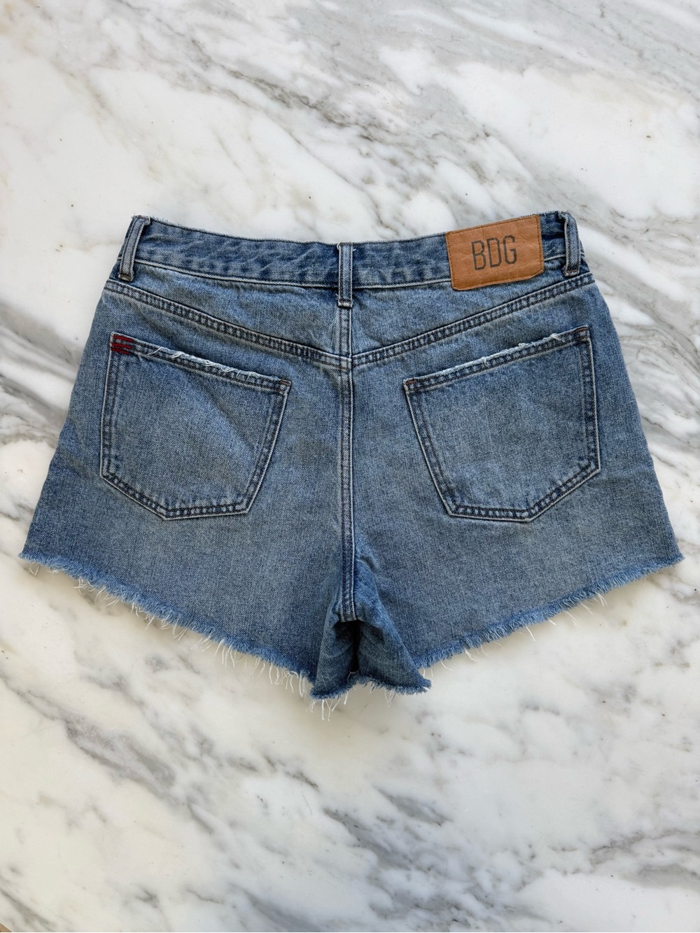 BDG Vintage Wash Blue Denim A-Line Cutoff Shorts • Sz 28